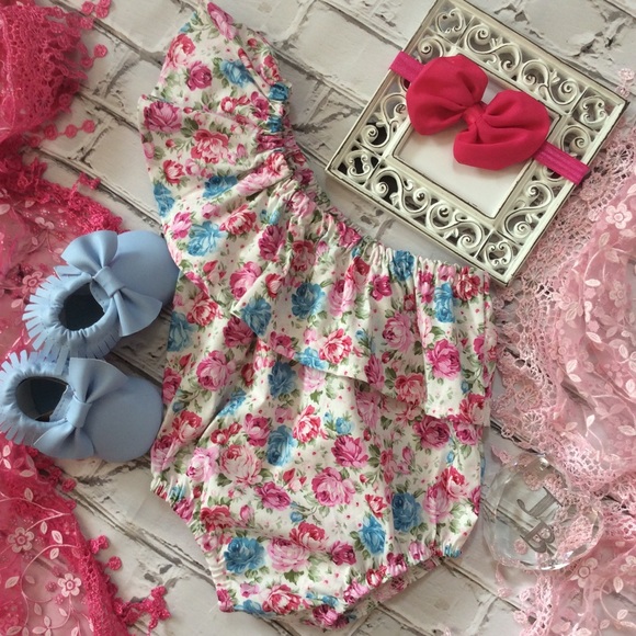 Boutique Baby Girl Romper & Headband Set - Picture 3 of 3